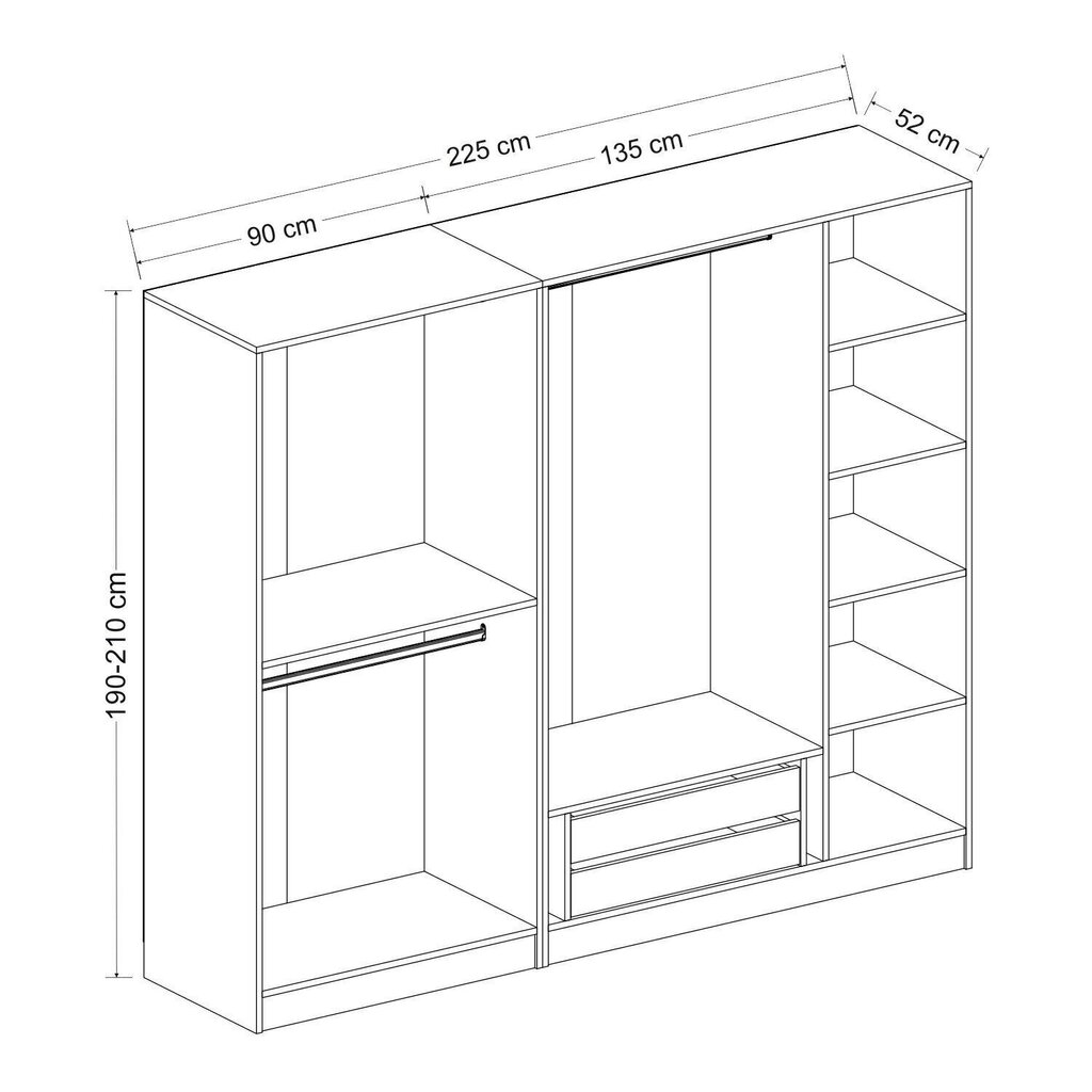 Vaatekaappi Asir Kale 190 v2, ruskea hinta ja tiedot | Kaapit | hobbyhall.fi