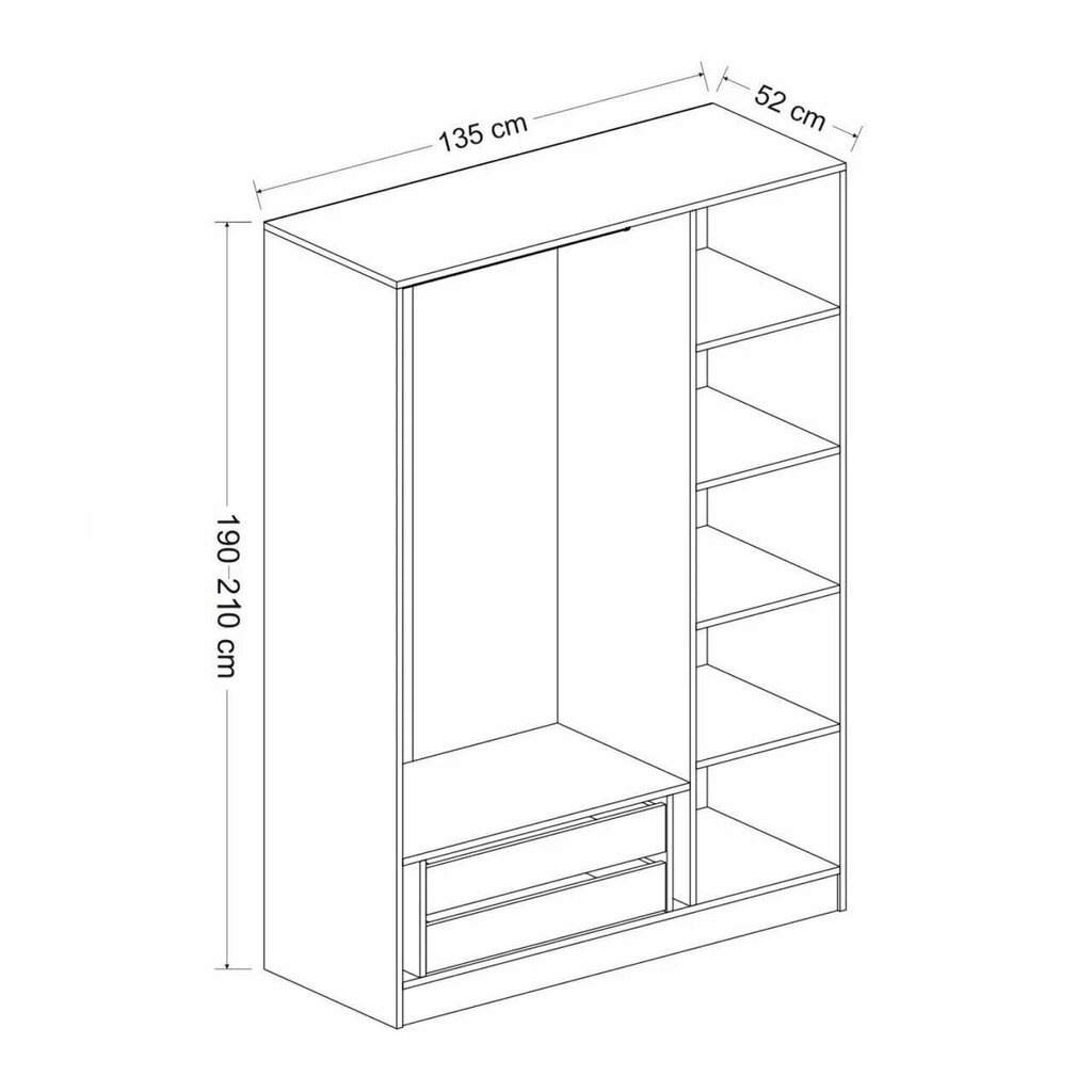 Asir Kale 2249 vaatekaappi, valkoinen hinta ja tiedot | Kaapit | hobbyhall.fi