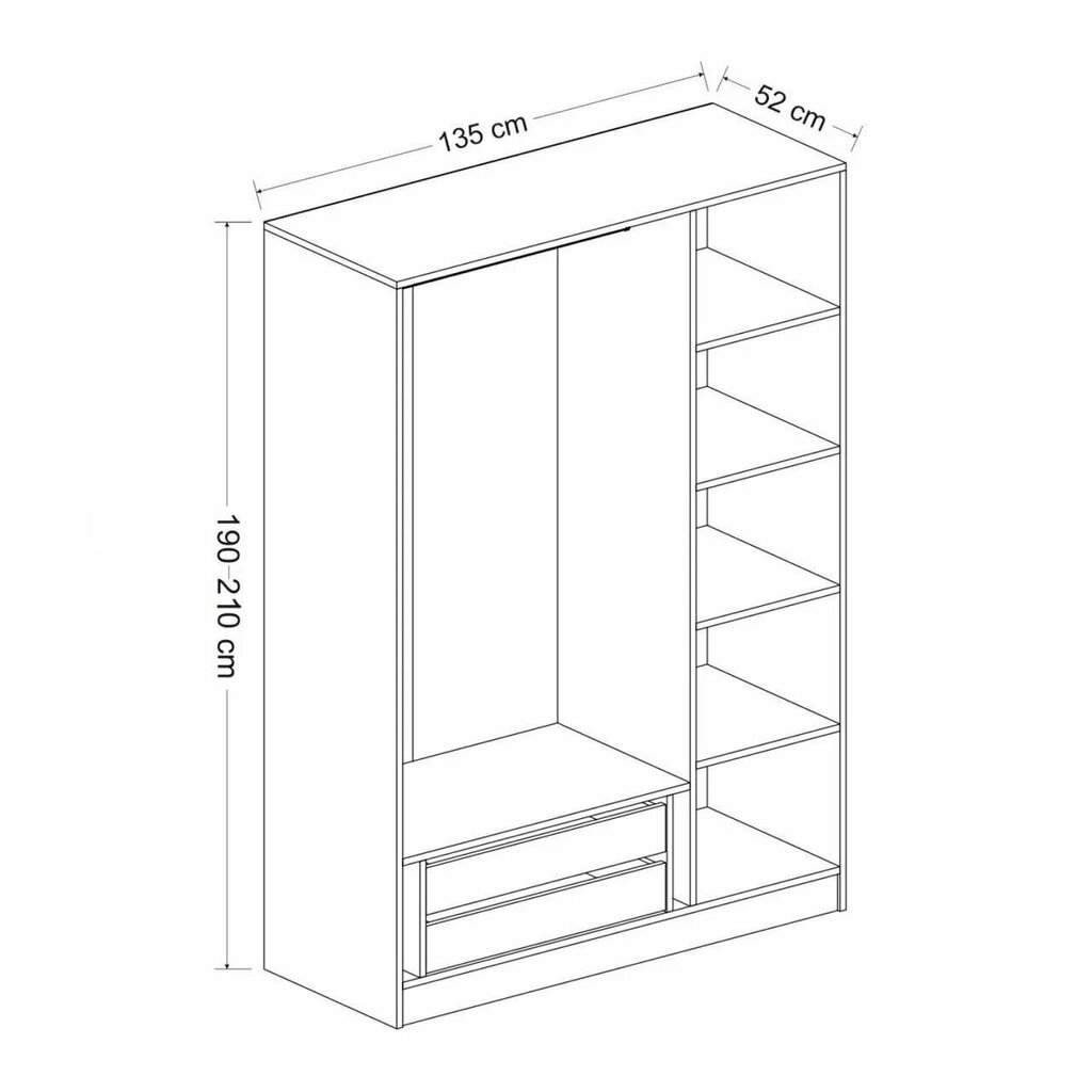 Vaatekaappi Asir Kale 2257, valkoinen hinta ja tiedot | Kaapit | hobbyhall.fi