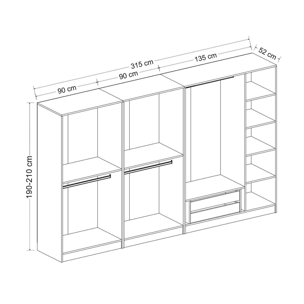 Vaatekaappi Asir Kale 7542, ruskea hinta ja tiedot | Kaapit | hobbyhall.fi