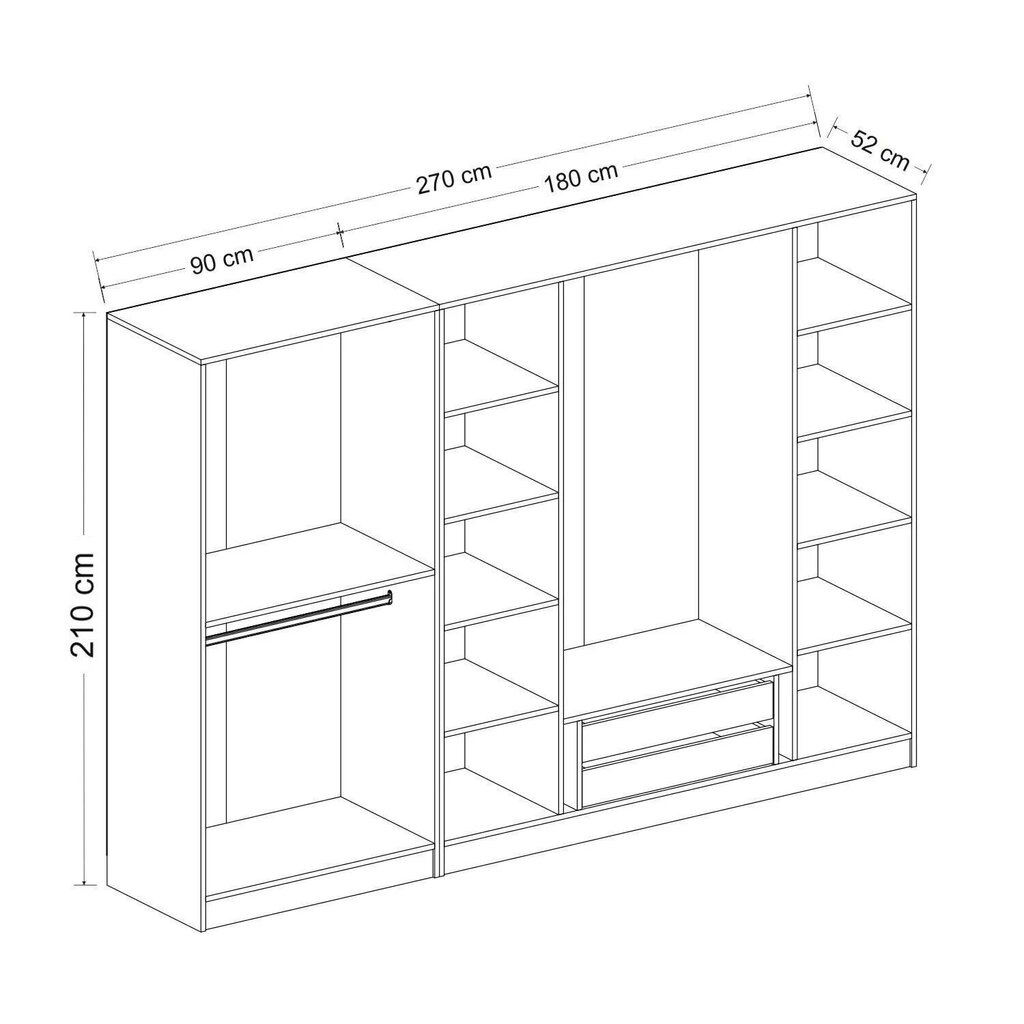 Vaatekaappi Asir Kale 7650, musta hinta ja tiedot | Kaapit | hobbyhall.fi