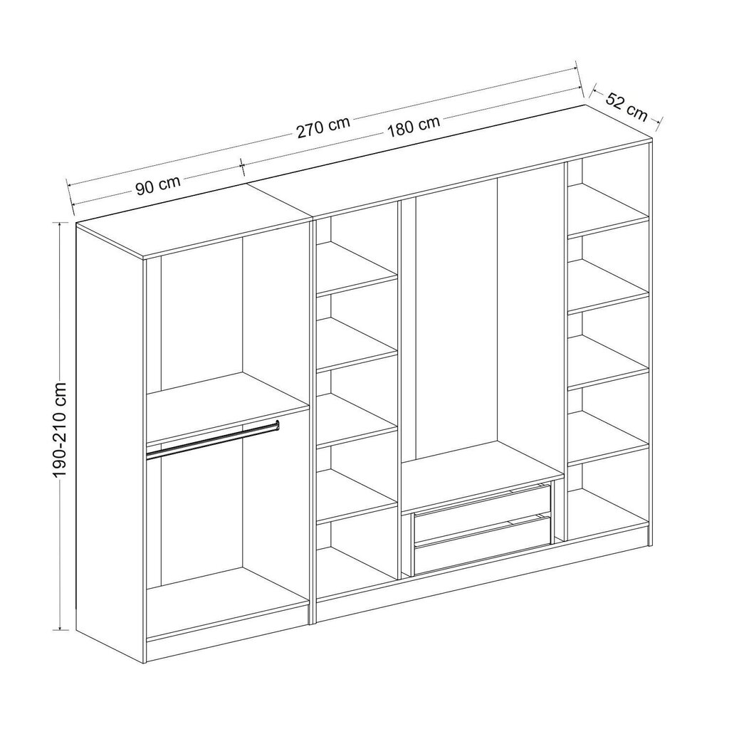 Vaatekaappi Asir Kale 7670, ruskea hinta ja tiedot | Kaapit | hobbyhall.fi