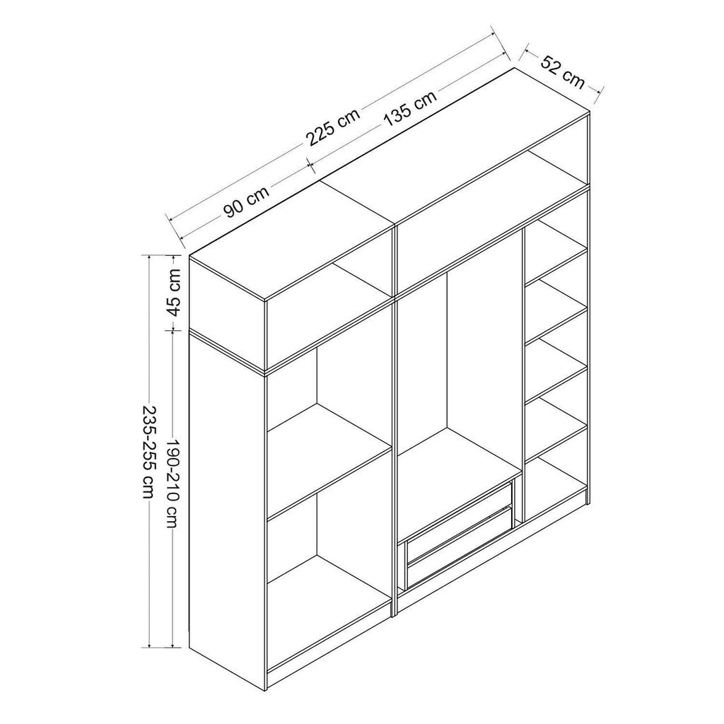 Vaatekaappi Asir Kale 7709, ruskea hinta ja tiedot | Kaapit | hobbyhall.fi