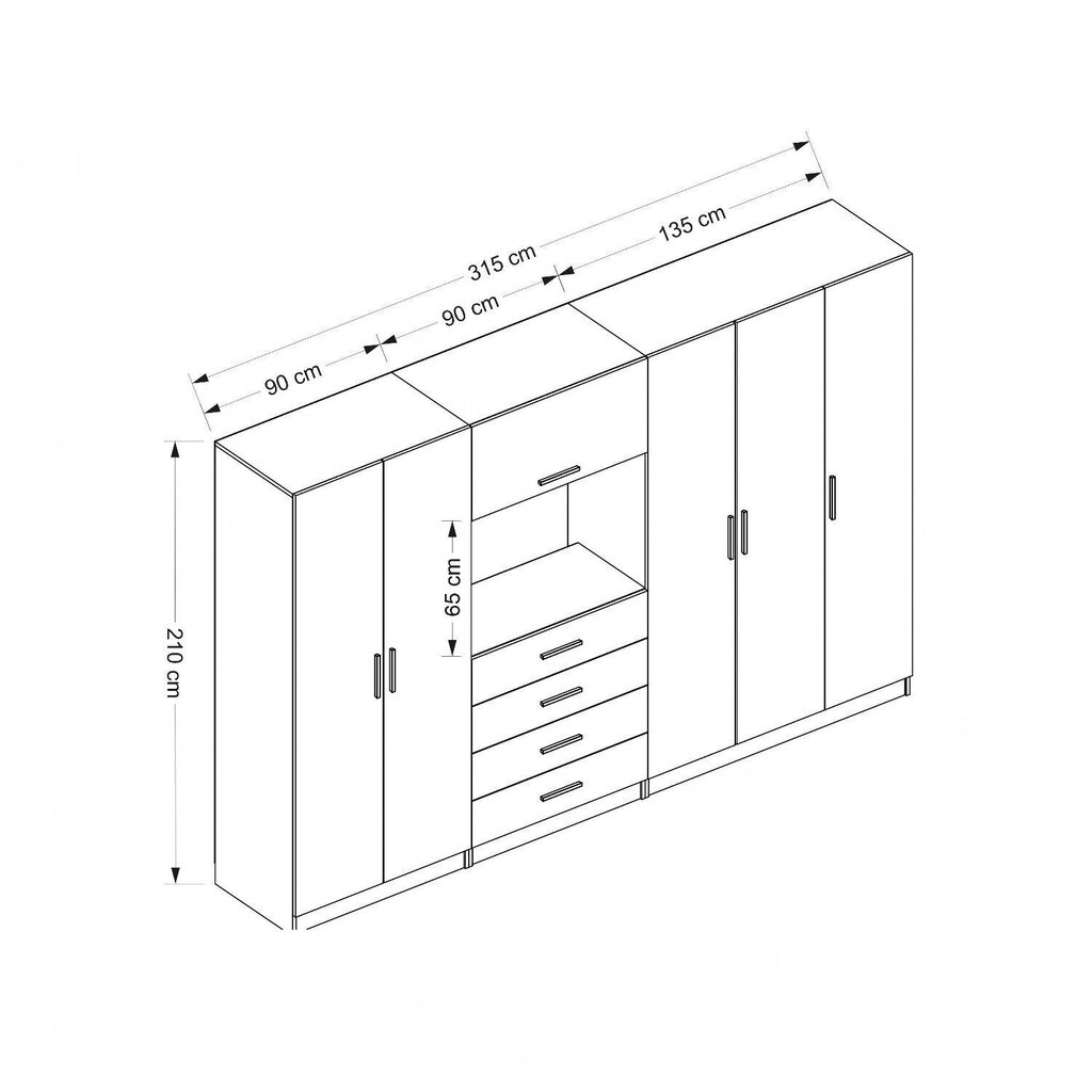 Vaatekaappi Asir Kale 7826, valkoinen hinta ja tiedot | Kaapit | hobbyhall.fi