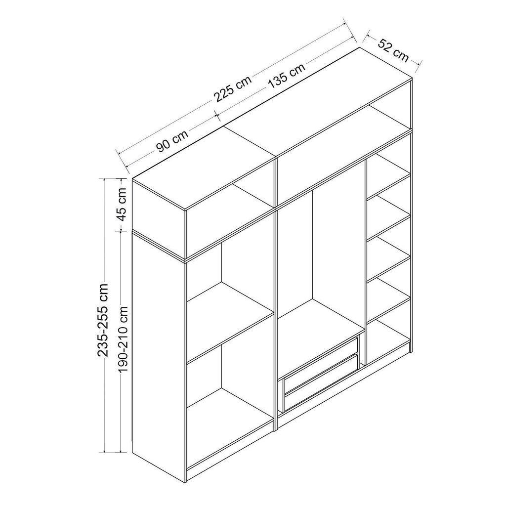 Vaatekaappi Asir Kale 8401, valkoinen hinta ja tiedot | Kaapit | hobbyhall.fi