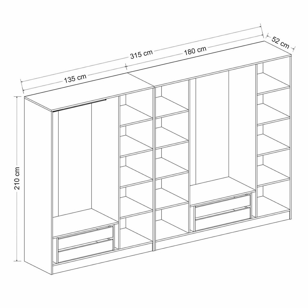 Vaatekaappi Asir Kale Plus 7779, harmaa hinta ja tiedot | Kaapit | hobbyhall.fi