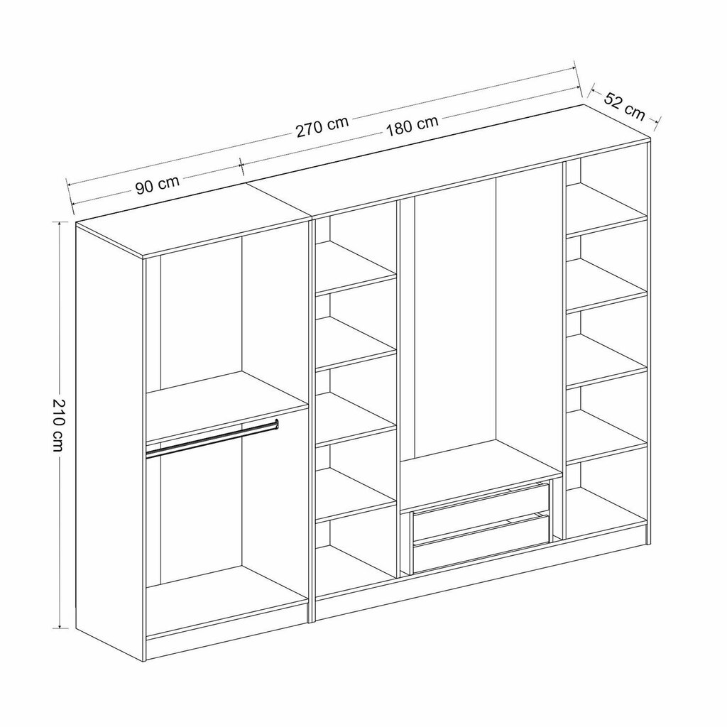 Vaatekaappi Asir Kale Plus 7796, ruskea hinta ja tiedot | Kaapit | hobbyhall.fi