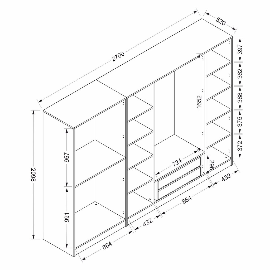 Vaatekaappi Asir Kale Plus 7812, valkoinen hinta ja tiedot | Kaapit | hobbyhall.fi