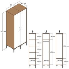 Vaatekaappi Asir Kumsal RS, ruskea/beige hinta ja tiedot | Kaapit | hobbyhall.fi