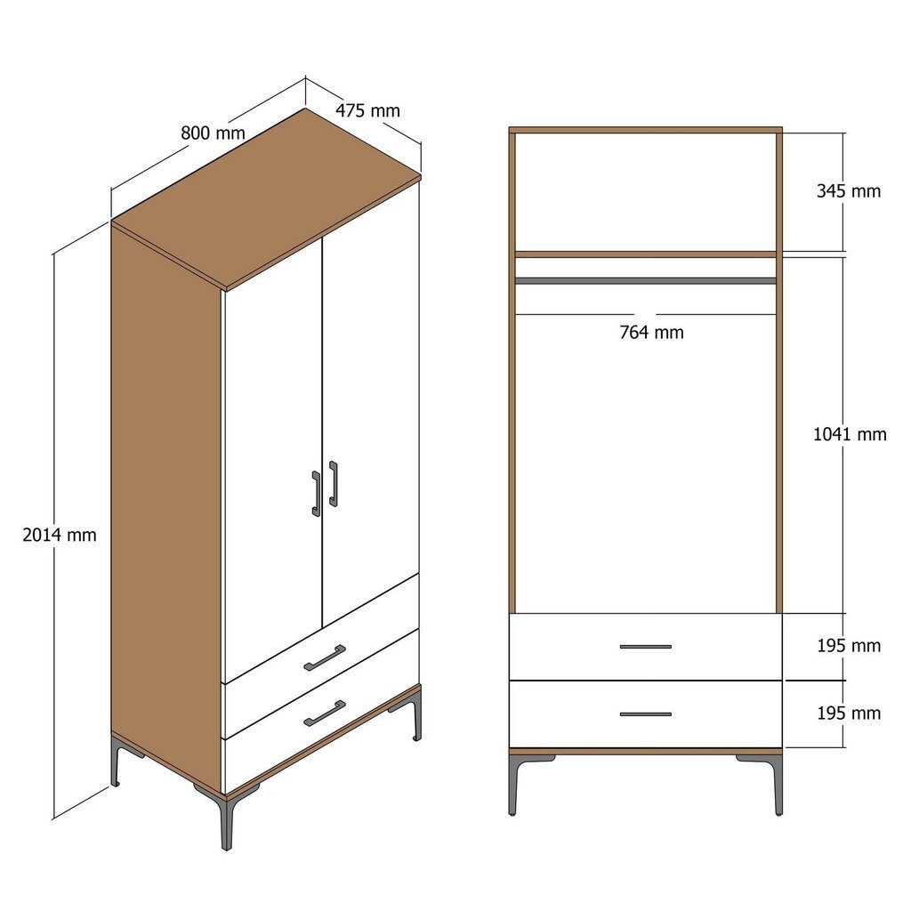 Vaatekaappi Asir Kumsal T, ruskea/beige hinta ja tiedot | Kaapit | hobbyhall.fi