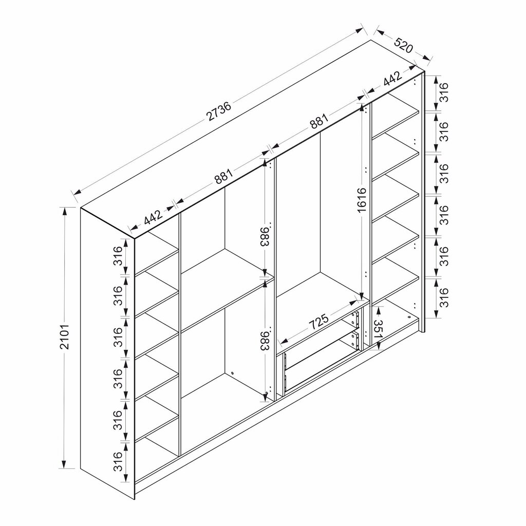 Vaatekaappi Asir Luxe 7937, valkoinen hinta ja tiedot | Kaapit | hobbyhall.fi