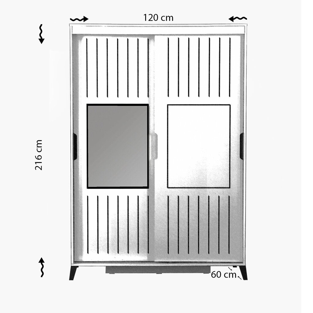 Vaatekaappi Asir Pasific Home Fuga 120, valkoinen hinta ja tiedot | Kaapit | hobbyhall.fi