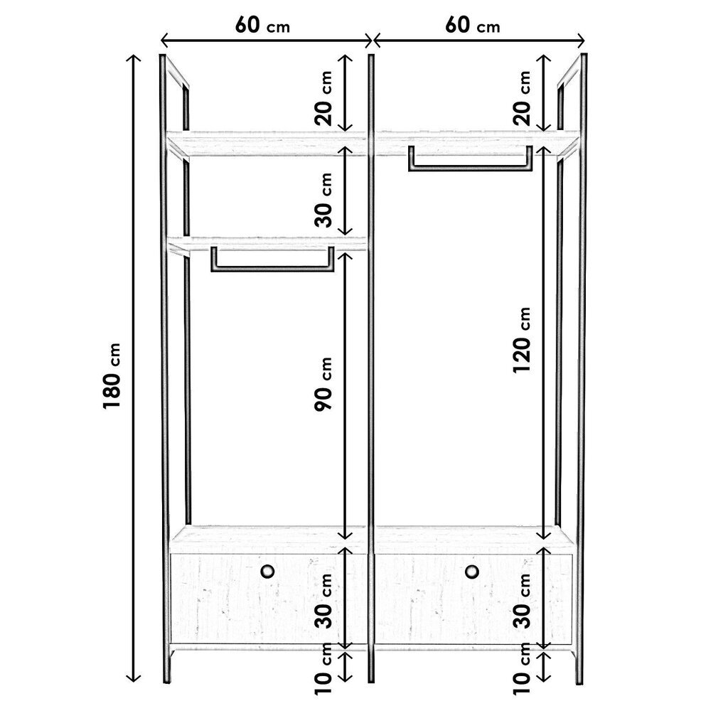 Vaatekaappi Asir Perm L638, ruskea hinta ja tiedot | Kaapit | hobbyhall.fi