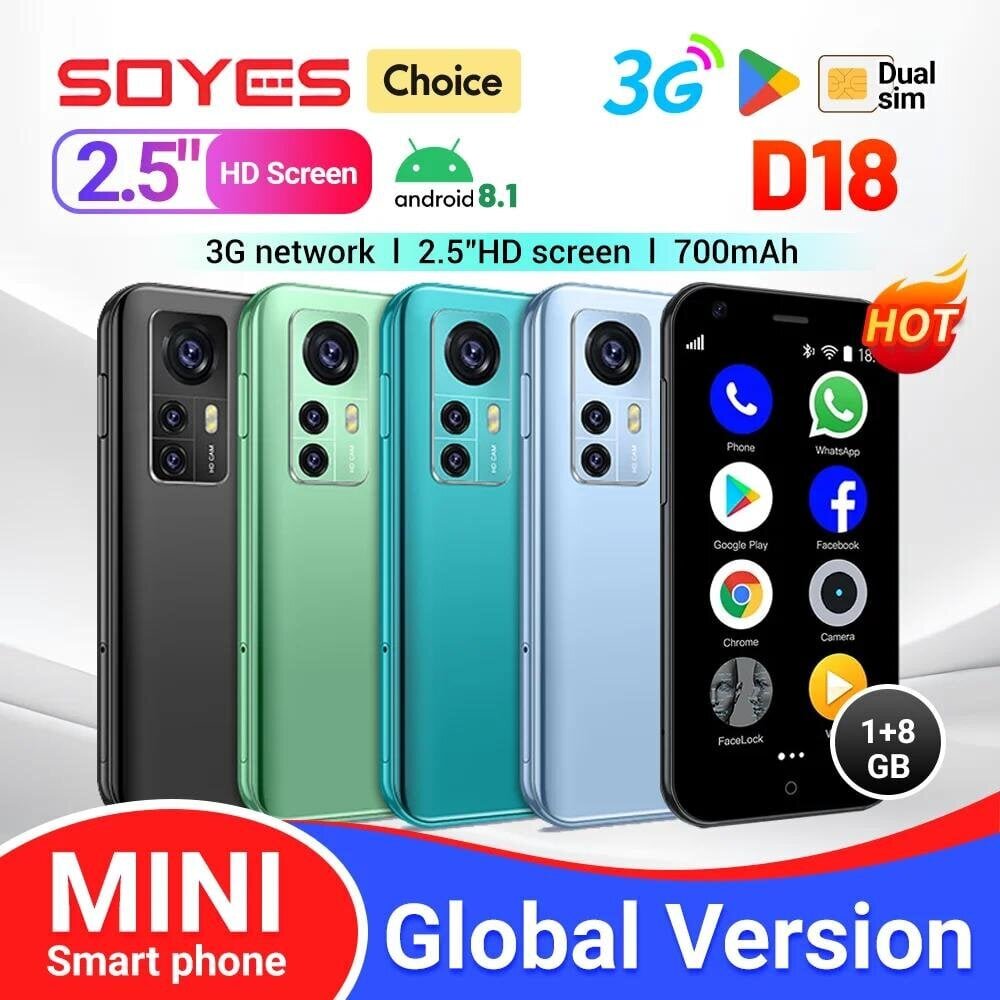 D18 Mini Android älypuhelin 3G-verkko neliytiminen 700mAh takakamera 5 megapikselin dual sim dual valmiustila hinta ja tiedot | Matkapuhelimet | hobbyhall.fi