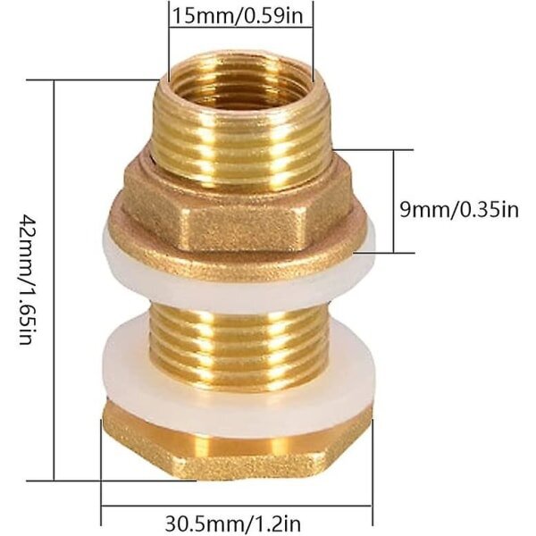 2 kpl vesiläpivientejä 4,2 cm 1/2" messinkivesiliitin hinta ja tiedot | Puutarhatyökalut | hobbyhall.fi