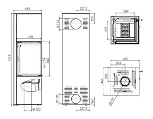 Valmis takka VEGAS 6,5 kW tummanharmaata terästä hinta ja tiedot | Takat | hobbyhall.fi