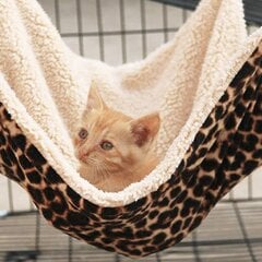 Hammock Cage Cat Riippumatto kissoille, freteille, rotille, kaneille, pienille koirille tai muille lemmikkieläimille M 35*35 (Leopard) hinta ja tiedot | Sängyt | hobbyhall.fi