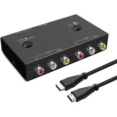 2-porttinen Av-HDMI-muunnin Dual Av-HDMI-sovitin Rca-HDMI-sovittimen tuki 16:9/4:3 Yhteensopiva Wii-, N64-, Ps2-, Vhs-, VCR-Dvd-soittimen jne. hinta ja tiedot | Kaapelit ja adapterit | hobbyhall.fi