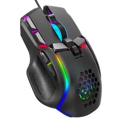 10-painikkeinen langallinen pelihiiri makroohjelmoinnilla, 13 RGB-valotilaa, 6 tasoa, 12800 dpi hinta ja tiedot | Hiiret | hobbyhall.fi