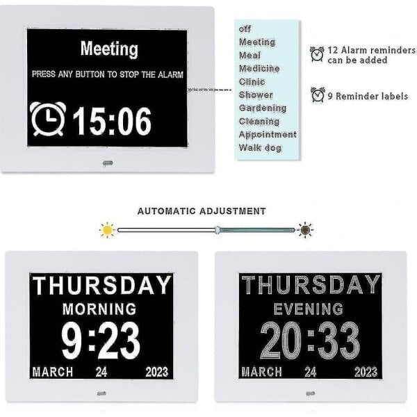Dementiakello Alzheimerin kello Suuri digitaalinen kalenterikello eläkeläisille, kello päivällä ja päivämäärällä F -gt hinta ja tiedot | Kelloradiot ja herätyskellot | hobbyhall.fi
