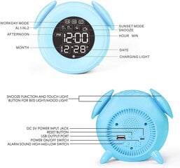 Lasten herätyskello, digitaalinen tyttöjen herätyskello herätysvalolla, sängyn vieressä oleva herätyskello 7 värillä / torkku-kosketusohjaus / USB-lataus (sininen) hinta ja tiedot | Kelloradiot ja herätyskellot | hobbyhall.fi