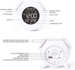Lasten herätyskello, digitaalinen tyttöjen herätyskello herätysvalolla, sängyn vieressä oleva herätyskello 7 värillä / torkku-kosketusohjaus / USB-lataus (valkoinen) hinta ja tiedot | Kelloradiot ja herätyskellot | hobbyhall.fi