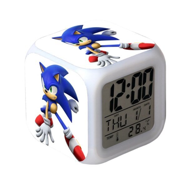 Sonic the Hedgehog Värikäs herätyskello LED-neliökello Digitaalinen herätyskello, jossa aika, lämpötila, hälytys, päivämäärä hinta ja tiedot | Kelloradiot ja herätyskellot | hobbyhall.fi