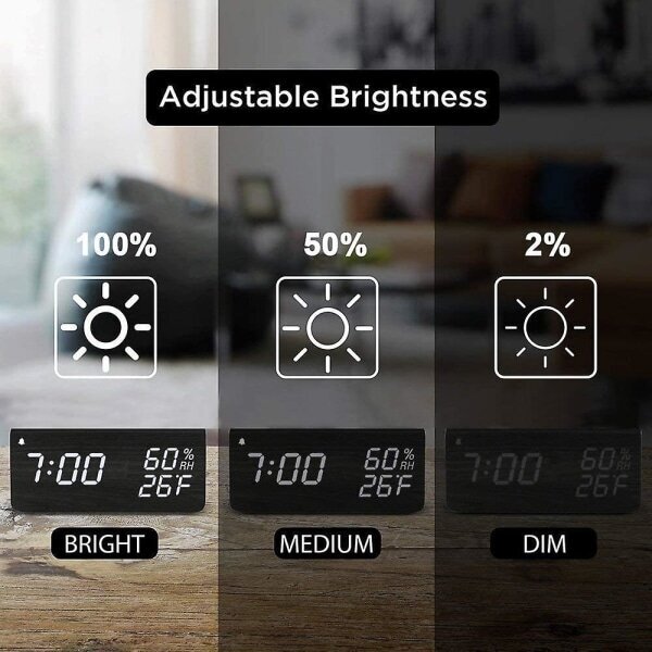 Digitaalinen herätyskello, puinen elektroninen LED-aikanäyttö, 3 hälytysasetusta, kosteuden ja lämpötilan tunnistus, puiset sähkökellot... hinta ja tiedot | Kelloradiot ja herätyskellot | hobbyhall.fi