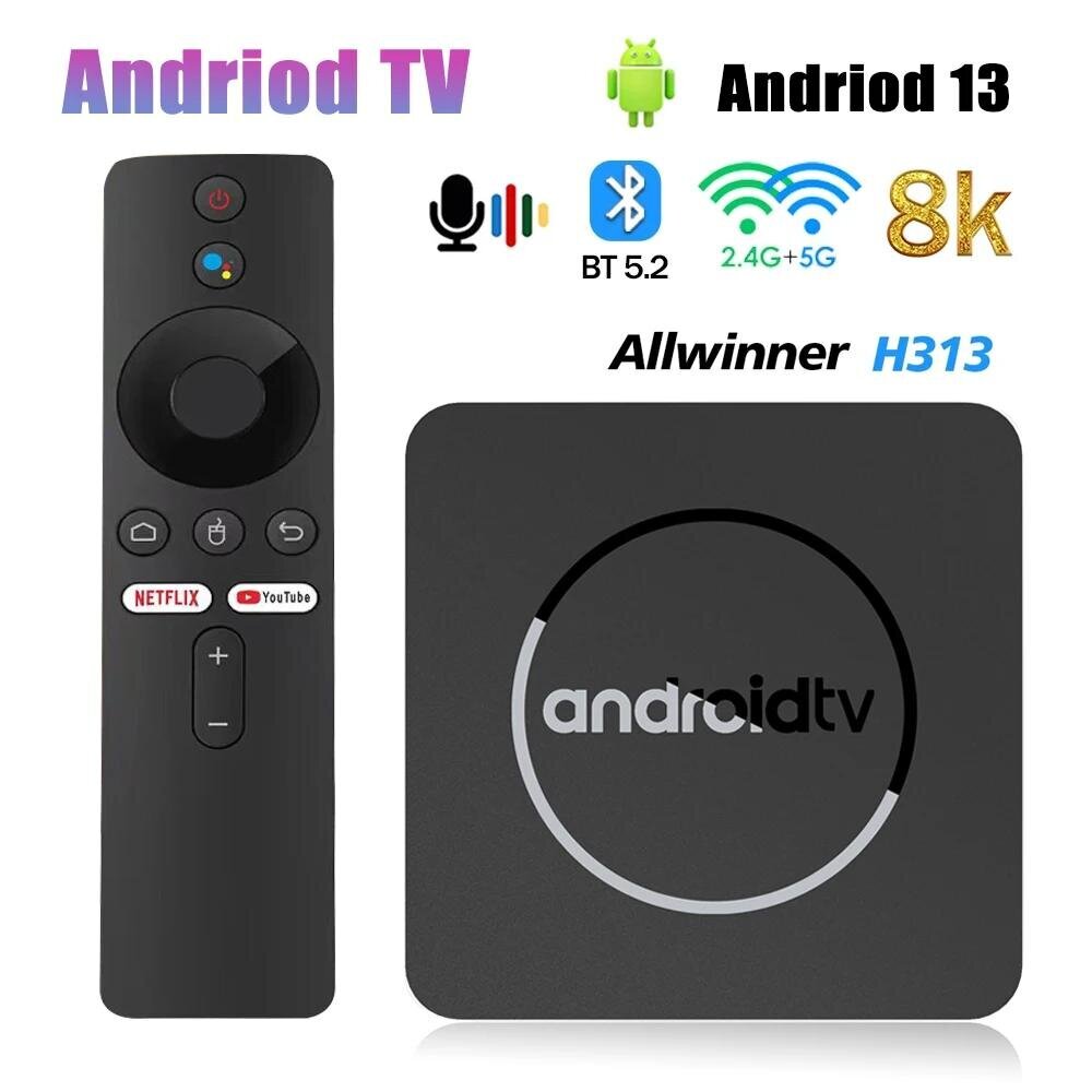 HOT Q1Smart 4K TVBox Android 10 Allwinner H313 2GB 16GB Dual 2G 5G Wifi BT5.2 mediasoitin Android-digisovitin erilaisille televisioille hinta ja tiedot | Digiboksit | hobbyhall.fi