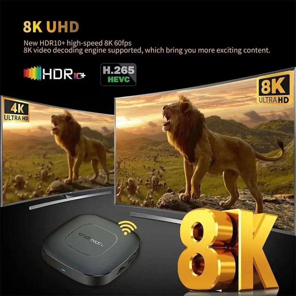 Älykäs Androidtv TV Box Android 13 -digisovitin, neliytiminen Google Assiatant 8K Video 2.4G 5G Dual WiFi Bluetooth 5.0 Media Player hinta ja tiedot | Digiboksit | hobbyhall.fi