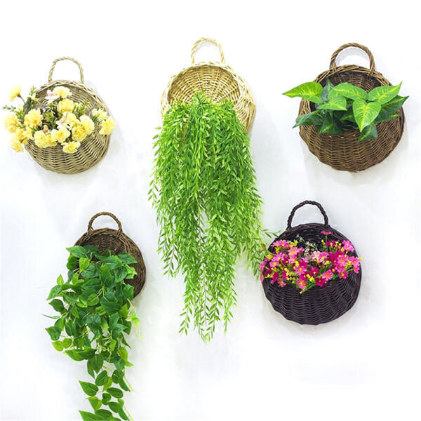 Flower er Wall Hanging Wicker Rattam Basket Garden Vineuka s H Harmaa yksi koko hinta ja tiedot | TV-antennit | hobbyhall.fi