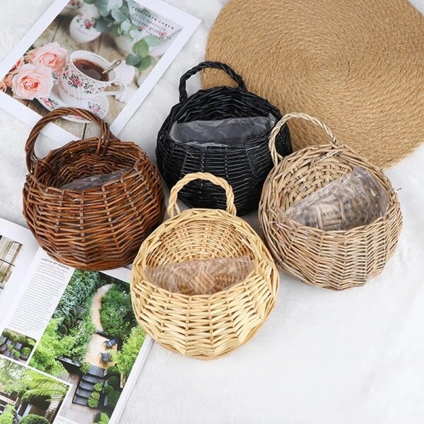 Flower er Wall Hanging Wicker Rattam Basket Garden Vineuka s H Harmaa yksi koko hinta ja tiedot | TV-antennit | hobbyhall.fi