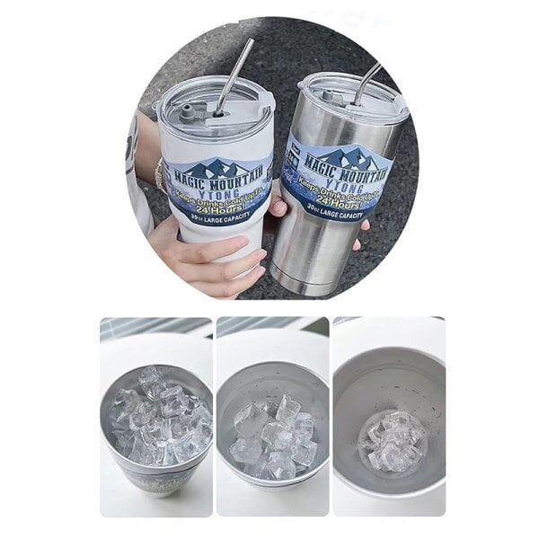 30 oz ruostumattomasta teräksestä valmistettu vesipullo olkitermospullolla Tumbler Co White yksi koko hinta ja tiedot | TV-antennit | hobbyhall.fi