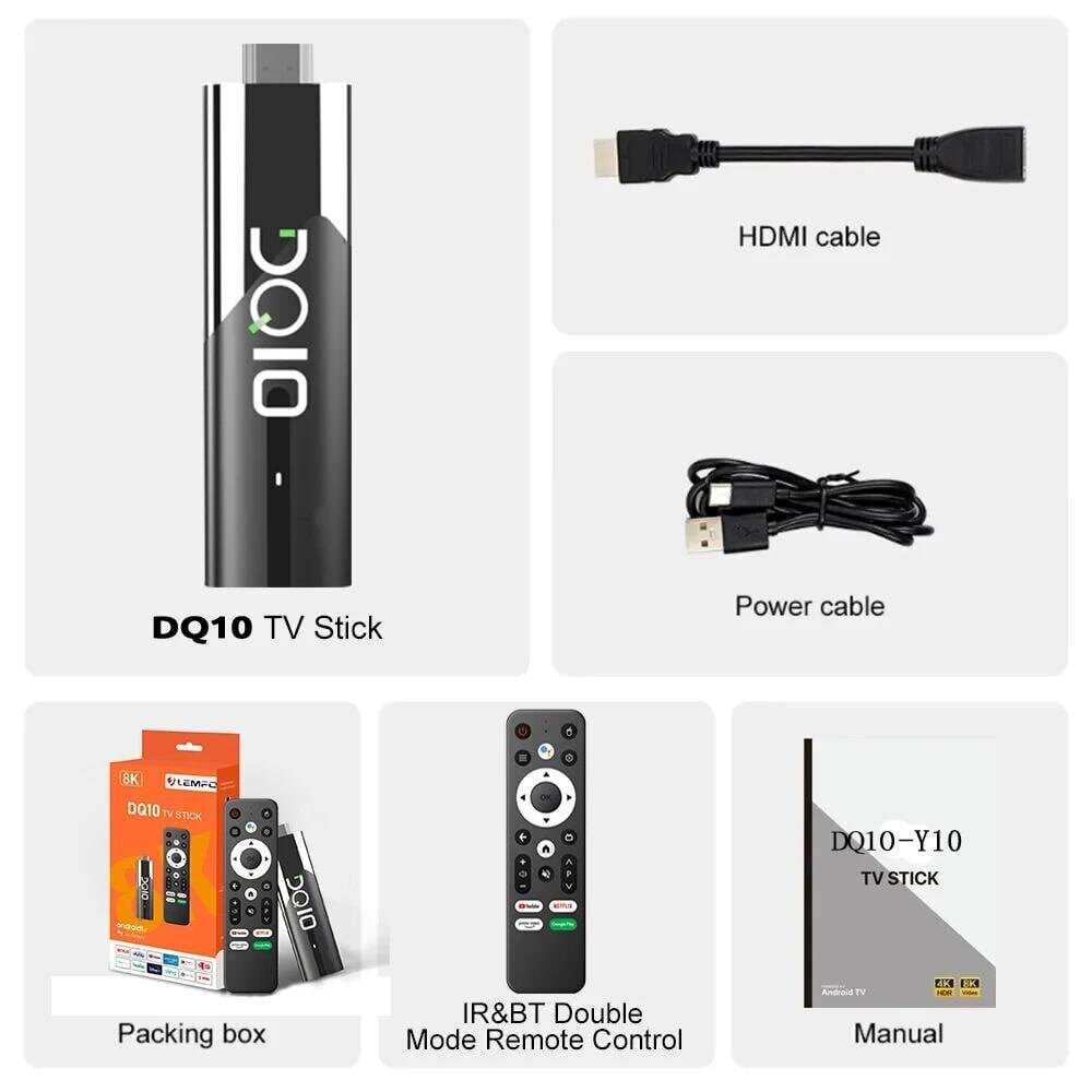 DQ10 ATV Mini TV Stick Android13 Tuki 8K Video 4K Wifi6 Allwinner H618 Quad Core Cortex A53 Voice Remote Smart TV Box hinta ja tiedot | TV-virittimet | hobbyhall.fi