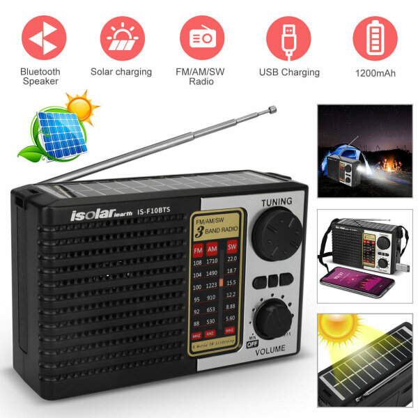 Solar Kannettava FM/AM SW Radio Digitaalinen Bluetooth-kaiutin MP3-soitin Ladattava hinta ja tiedot | Kaiuttimet | hobbyhall.fi