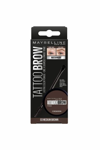 Maybelline Tattoo Brow Pomade Pot -kulmaväri, 03 medium brown hinta ja tiedot | Kulmavärit ja kulmakynät | hobbyhall.fi