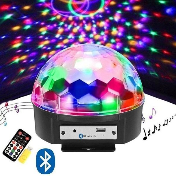 Disco-lamppu Bluetoothilla ja kaiuttimella - LED-lamppu - RGB-Perfect musta hinta ja tiedot | Kaiuttimet | hobbyhall.fi