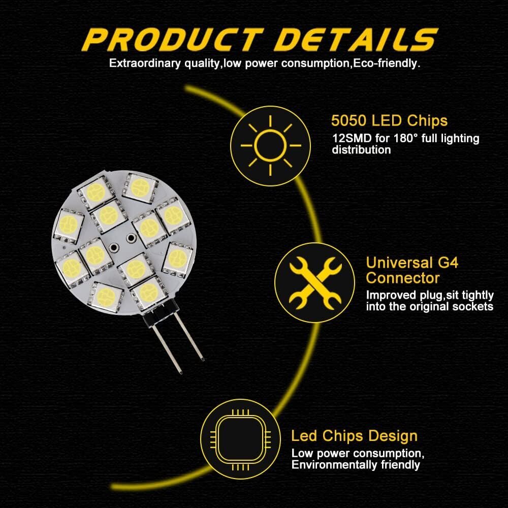 10x G4 LED-lamppu AC/DC 12V ei-himmennettävä valkoinen 6500K lampun vaihto 2W halogeenilamppu keittiöön hinta ja tiedot | Seinävalaisimet | hobbyhall.fi