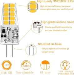 G4 LED 3W polttimo, lämmin valkoinen 3000K LED G4 polttimot 350LM Korvaa 20W/35W halogeenilamppuihin, 12V AC/DC, ei välkkymistä, ei himmennettävä, 360° valonkulma, 10 kpl pakkaus hinta ja tiedot | Seinävalaisimet | hobbyhall.fi