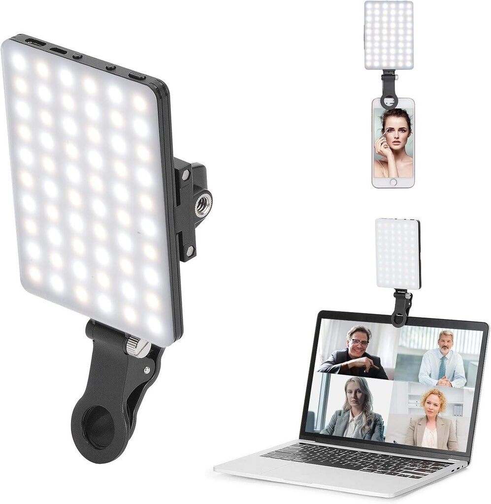 Tehokas 60 LED-videovalo ladattava etu- ja takapidikkeellä, 3 säädettyä valaistustilaa puhelimelle, iPhonelle, Androidille, iPadille, kannettavalle tietokoneelle, meikille, TikTok, selfie, vlog hinta ja tiedot | Seinävalaisimet | hobbyhall.fi