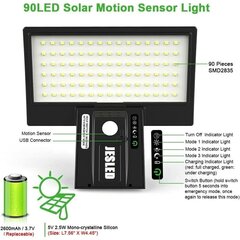 Solar Light Outdoor, 90 LED Solar Motion Sensor Security Light Vedenpitävä aurinkovalo 2600mAh, USB-lataus, Outdoor Solar Seinävalo puutarha-aidan portille pääsy patiolle hinta ja tiedot | Seinävalaisimet | hobbyhall.fi