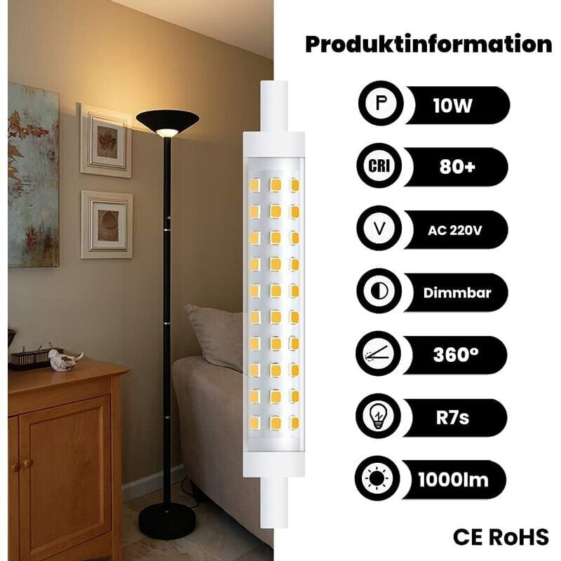 2 kpl 10W R7s 118mm himmennettävät LED-polttimot Lämmin valkoinen 3000K 100W Halogeenivastaava lineaarinen kaksipäinen heijastin puutarhan julkisiin käytäviin katuvalot valonheittimet hinta ja tiedot | Seinävalaisimet | hobbyhall.fi