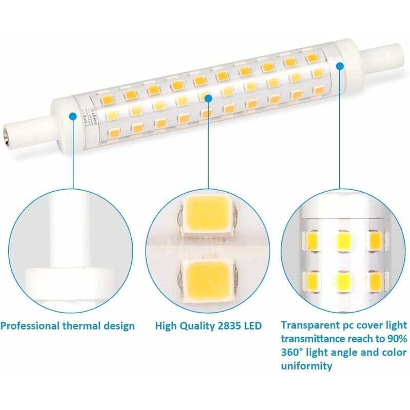 R7S LED 118mm Himmennettävä 10W, R7S 118mm Polttimot Lämmin valkoinen 3000K, 10W Vastaa 48W 60W 75W halogeenilamppua, 1000LM, 360 astetta, R7S J118 Lineaarinen kanta, energialuokka A+2] hinta ja tiedot | Seinävalaisimet | hobbyhall.fi