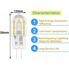 Pakkauksessa 10 G4 LED-polttimoa 2W, vastaa 20W halogeenilamppuja, lämmin valkoinen 3000K, 200Lm, 12x SMD, 12V AC/DC [Energialuokka A+] hinta ja tiedot | Seinävalaisimet | hobbyhall.fi