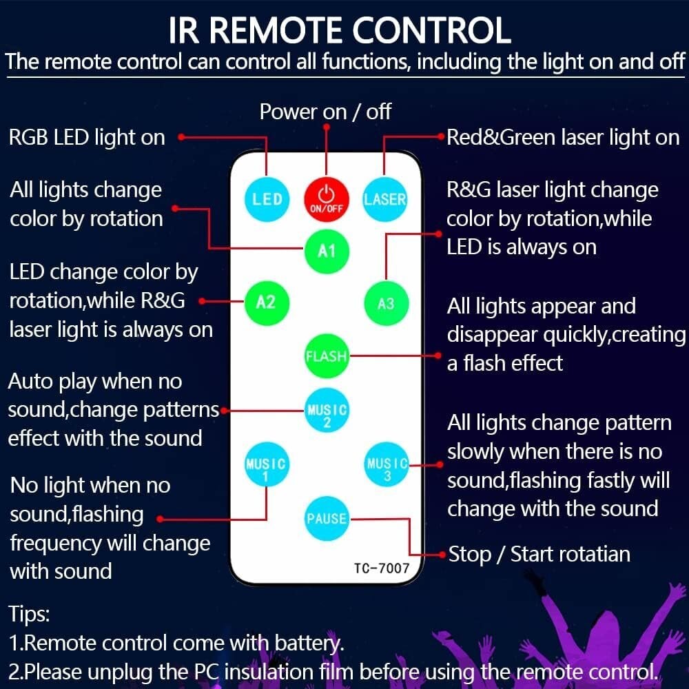 Disco Ball Party Lights, DJ Laser Disco Lights Sound Aktivoitu Strobe Light kaukosäätimellä Laser Lights Disco Lights Inoor Club Bar KTV Holiday Dance Joulu Syntymäpäivä hinta ja tiedot | Seinävalaisimet | hobbyhall.fi