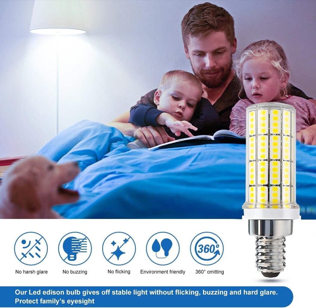 E12 LED-lamppu 200W, kirkas E12 LED-kynttelikköpolttimo, 5000K päivänvalo, 2500LM, LED-lamppu kattokruunuille, kattotuulettimet, riipukset, seinävalaisimet hinta ja tiedot | Seinävalaisimet | hobbyhall.fi