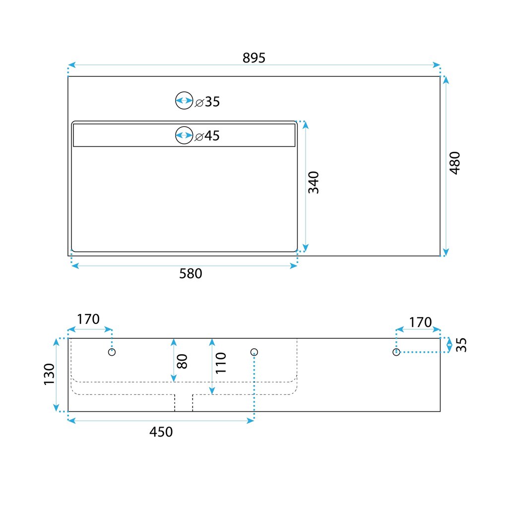 Archi 90 CM Grey MATT konglomeraattipesuallas hinta ja tiedot | Pesualtaat | hobbyhall.fi