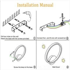 13W LED sisäseinävalaisin pyöreä seinävalaisin musta lämmin valkoinen 3000K moderni makuuhuoneeseen olohuoneeseen porrashalli AC 220V hinta ja tiedot | Seinävalaisimet | hobbyhall.fi