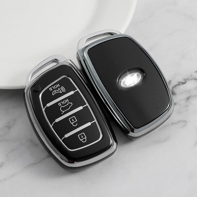 (musta avainkotelo) Flip Folding Key 4 Button Tpu auton avainkotelon kansi Hyundai Sonata 2015 Key Shell Fob -autotarvikkeille hinta ja tiedot | Lisätarvikkeet autoiluun | hobbyhall.fi