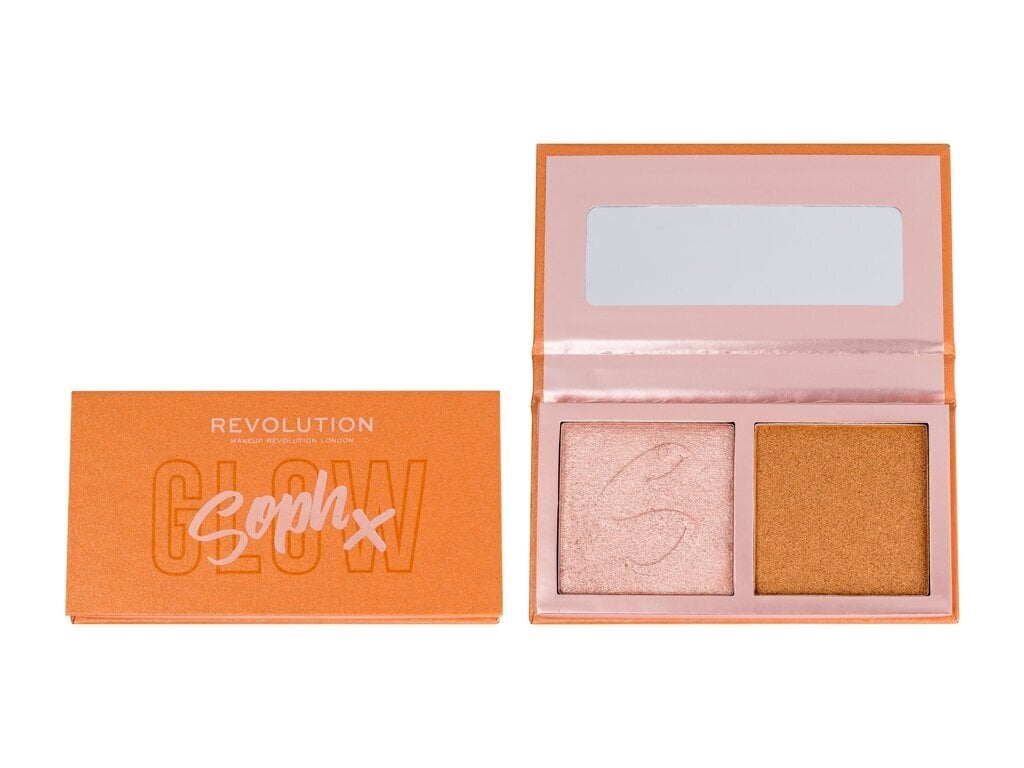 Makeup Revolution London Soph x Face Highlighter Duo korostustuote 9 g, Honey Glaze hinta ja tiedot | Aurinkopuuterit ja poskipunat | hobbyhall.fi